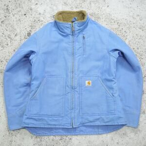 Vintage Carhartt WJ022 FHB Blue WOMENS Jacket Sherpa Lined Size Medium